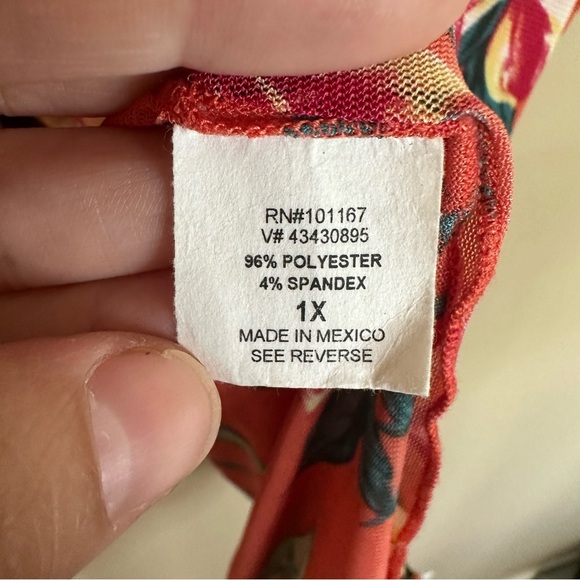 Women 1X Tropical Cover Up Kimono Swim Top Beach Hawaiian Resort Cha Cha Vente - Picture 7 of 8